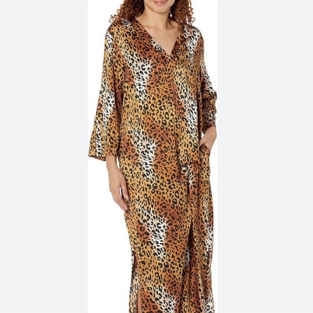 America & beyond woman Leopard print tunic kimono maxi dress cardigan size M - Picture 2 of 7